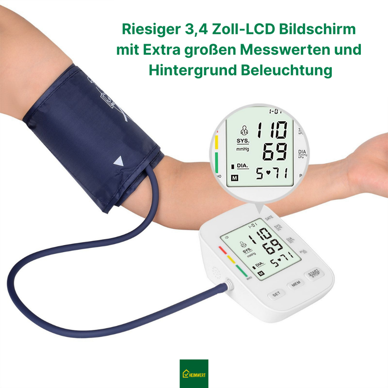 Blutdruckmessgerät mit digitalem Display / Mit komfortabler Manschette und Speicherfunktion / Blutdruck- und Pulsmessung